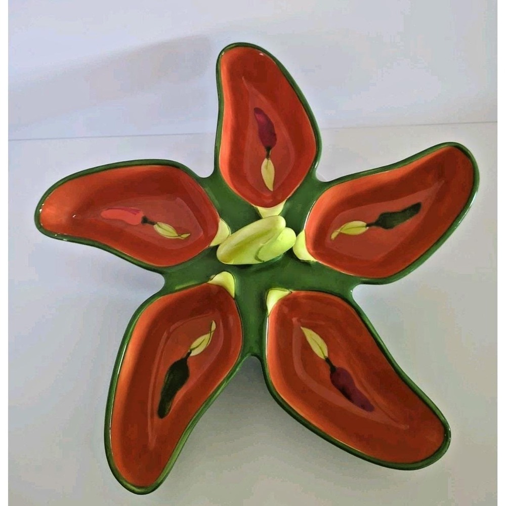 Serrano Studio D 5 Part Peppers Vintage Divided Serving Bowl Star Tray Dish